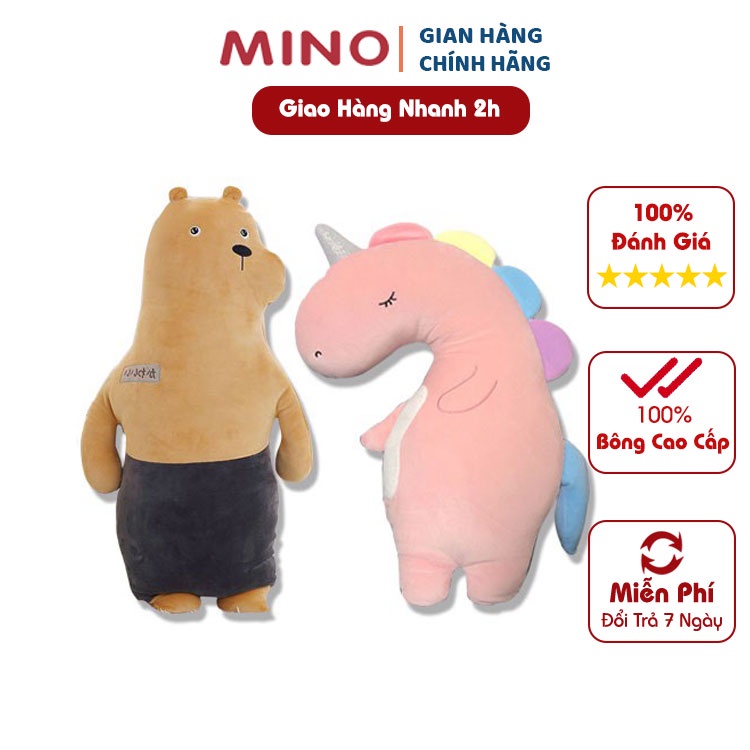 Gối Ôm Gấu Bông Hình Thú 80cm Mềm Mại Đáng Yêu Cao Cấp MINO TH72 - HÀNG MỚI VỀ