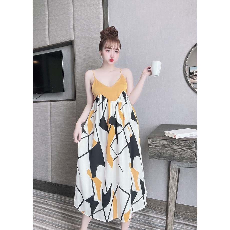 Đầm ngủ nữ sexy váy ngủ 2 dây bigsize lụa mango cao cấp (tặng kèm quần ngủ cùng màu)