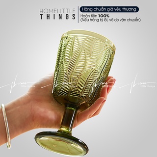 Ly, cốc thủy tinh uống nước, cà phê, sâm panh có vân hình lá cây