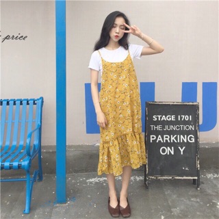 Set yếm hoa nhí ullzzang - còn vàng