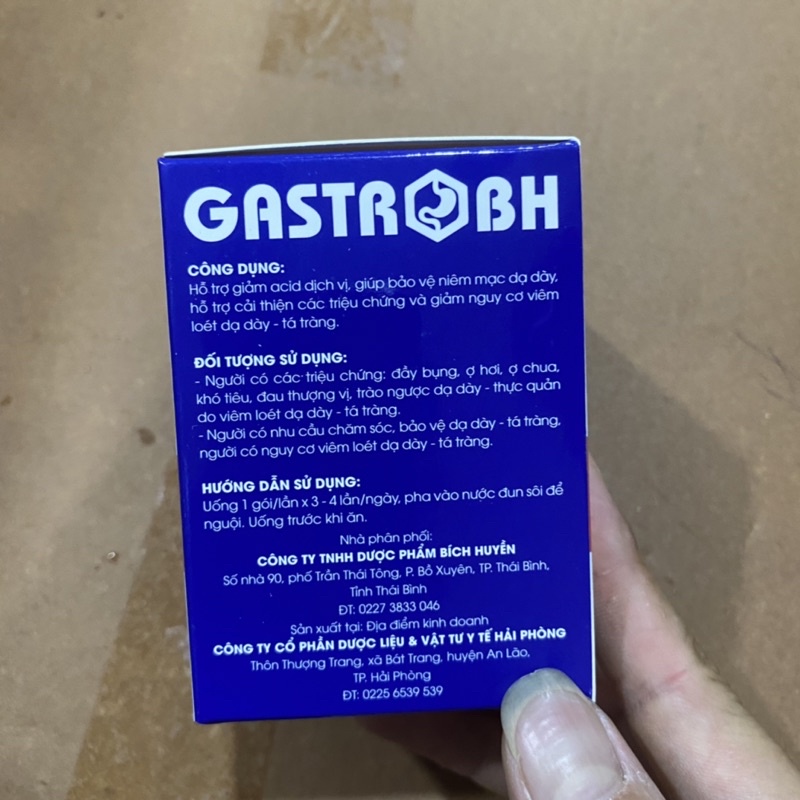 20 gói Thành phần từ thảo dược GASTRO BH - giảm Acid dịch vị giảm nguy cơ viêm loét dạ dày tá tràng ,trào ngược dạ dày