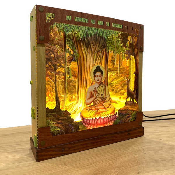 Hộp ánh sáng hình Đức Phật Thích Ca đang ngồi thiền - TAYTA