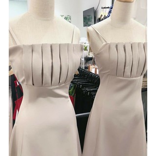 Đầm 2 dây nude ngực xếp ly