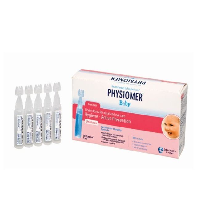 Nước biển sinh lý vô trùng Physiomer Baby 5ml vệ sinh mũi và mắt cho trẻ sơ sinh (1 tép)