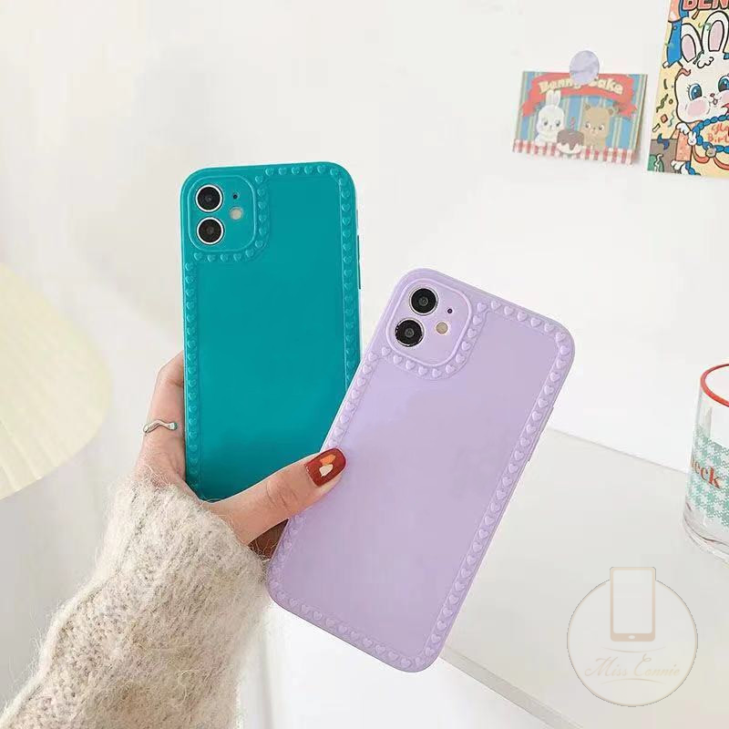 Ốp lưng dạng vuông viền trái tim bảo vệ camera cho iPhone 12 11ProMax 6 6S 7 8 Plus X XS XR XSMax SE2020 | BigBuy360 - bigbuy360.vn