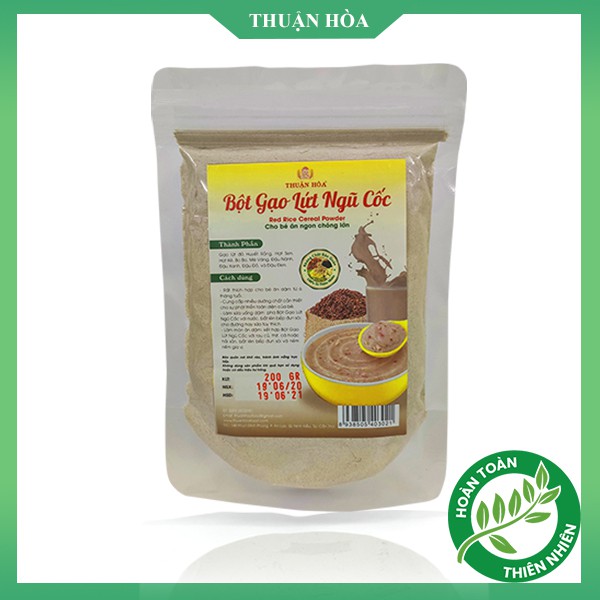 Bột Gạo Lứt Ngũ Cốc 200gr THUẬN HÒA FOOD - Thích Hợp Cho Bé Ăn Dặm Từ 6 Tháng Tuổi, Cung Cấp Nhiều Dưỡng Chất Cần Thiết