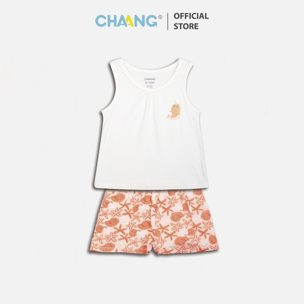 [CHAANG] Bộ quần áo ba lỗ Sea trắng cho bé gái