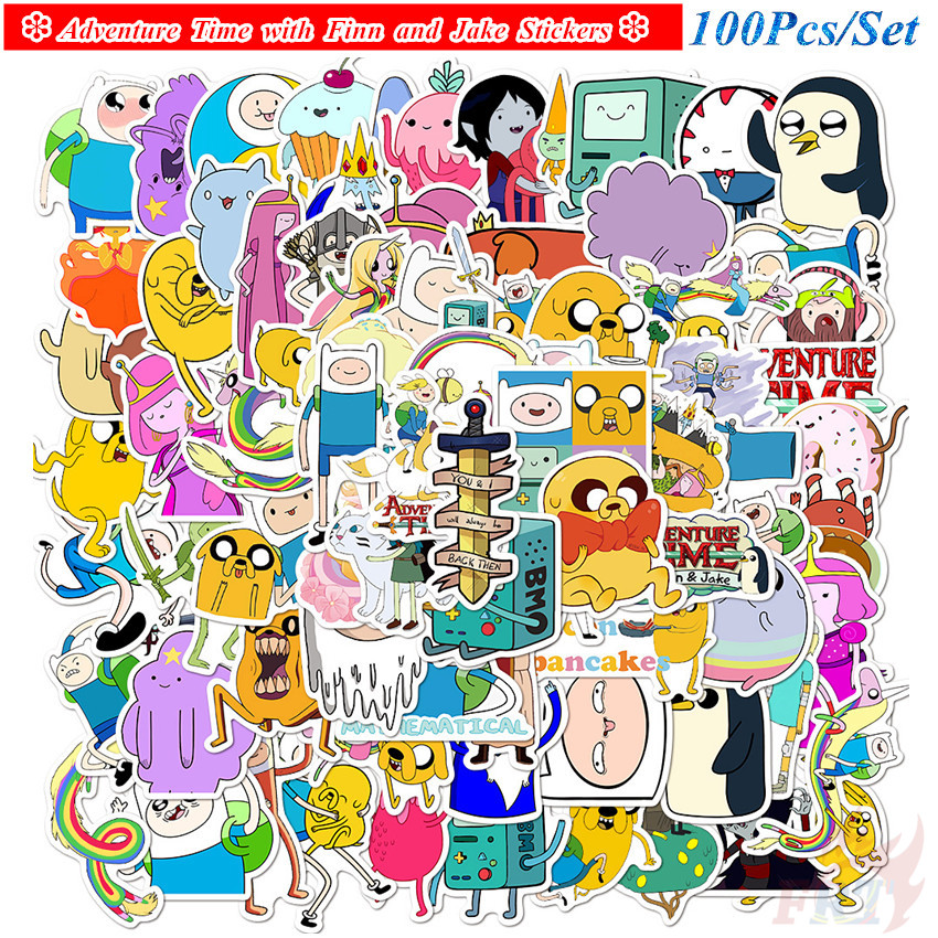 Bộ 100 sticker hình nhân vật phim hoạt hình Adventure Time with Finn and Jake trang trí thủ công thời trang chống nước
