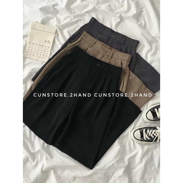 [Mã FAMARAL1 giảm 10K đơn 50K] Quần ống rộng chun sau cạp cao chất tuyết mưa lưng cao Cunstore.2hand