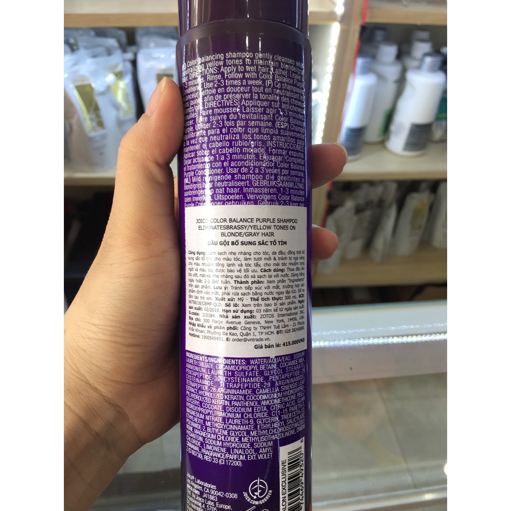 Dầu gội Joico bổ sung sắc tố tím và khử ánh vàng cho tóc nhuộm 300ml chính hãng