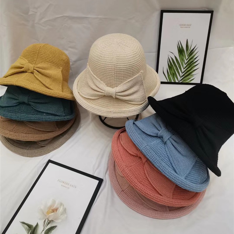 Mũ Len Rộng Vành Phối Nơ Xinh Xắn Phong Cách Hàn Quốc Hot Trend Chất Len Đan Mềm Mại Thoáng Mái Nhiều Màu Vintage