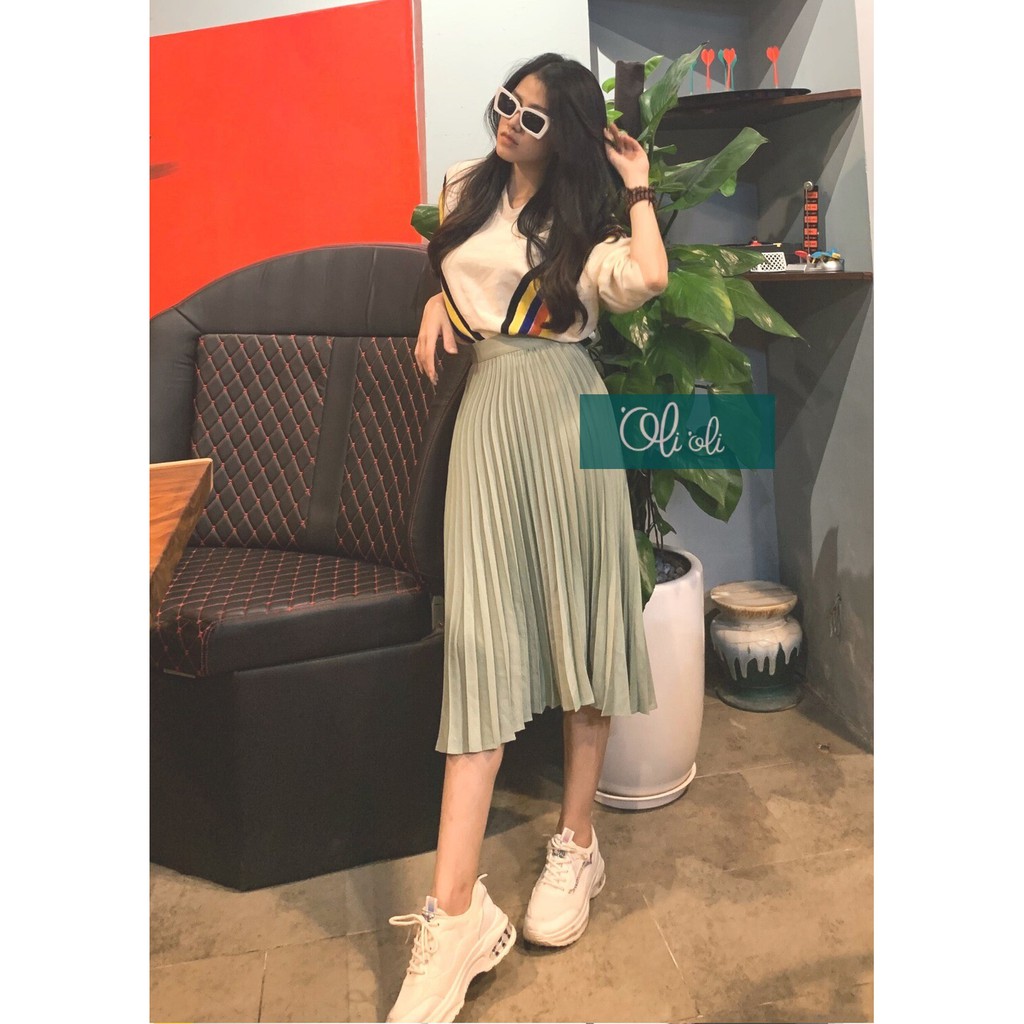 Chân vaý xếp ly dáng midi