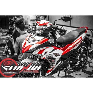 Tem Trùm Exciter 150 Trắng Đỏ Cá Mập