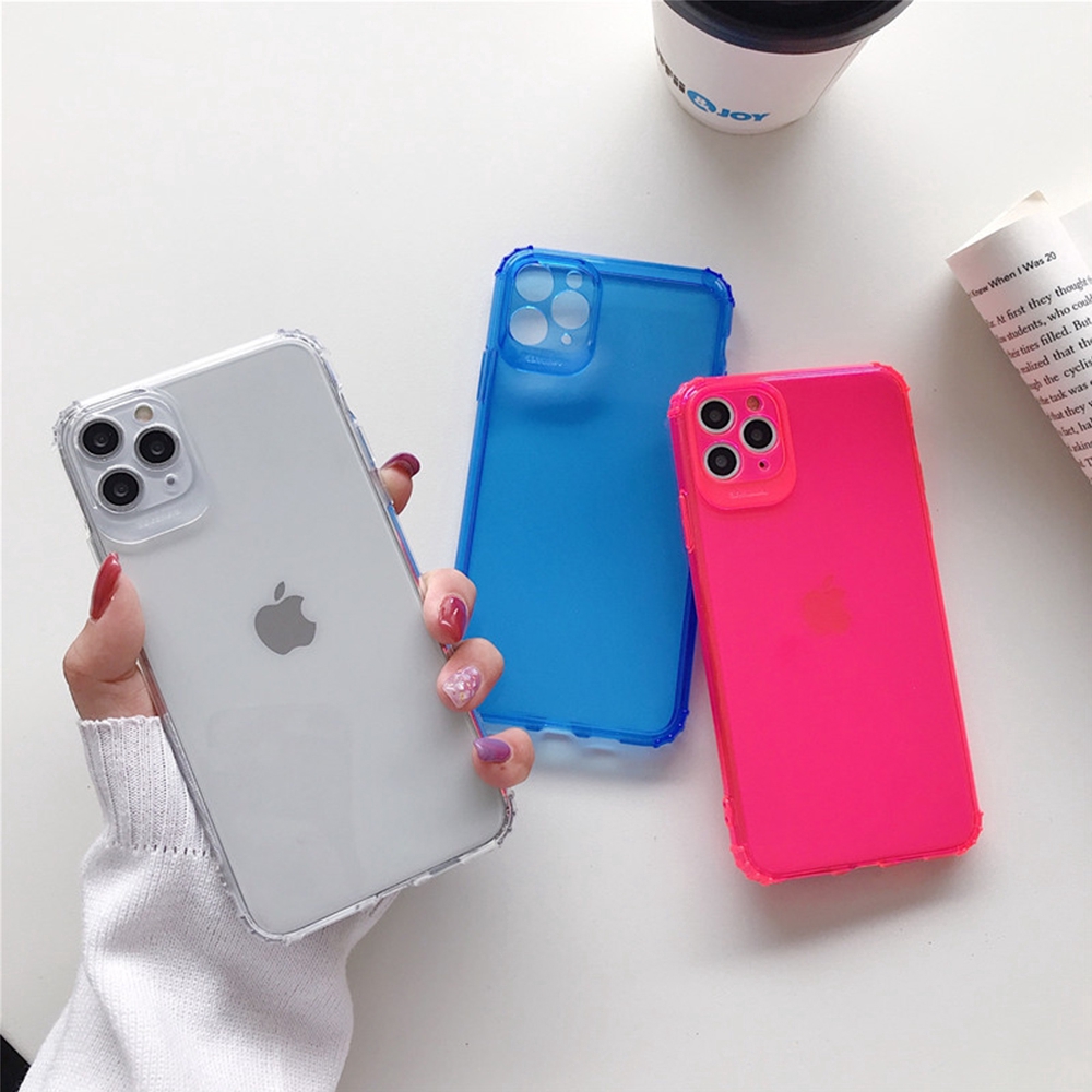 Ốp điện thoại TPU silicon màu dạ quang trong suốt cho iPhone 6 6s 7 8 Plus SE 11 XR X XS Max