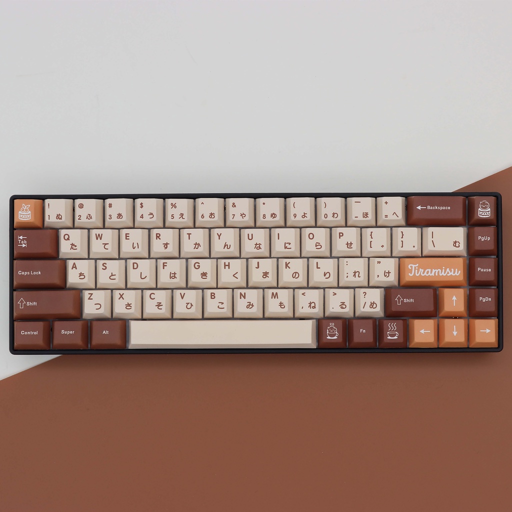 Mathewshop Tiramisu Keycap Cherry profile,Bộ nắp bàn phím Tiramisu 133 phím cherry profile hỗ trợ bố cục 61/64/84/87/98/104/108 phím