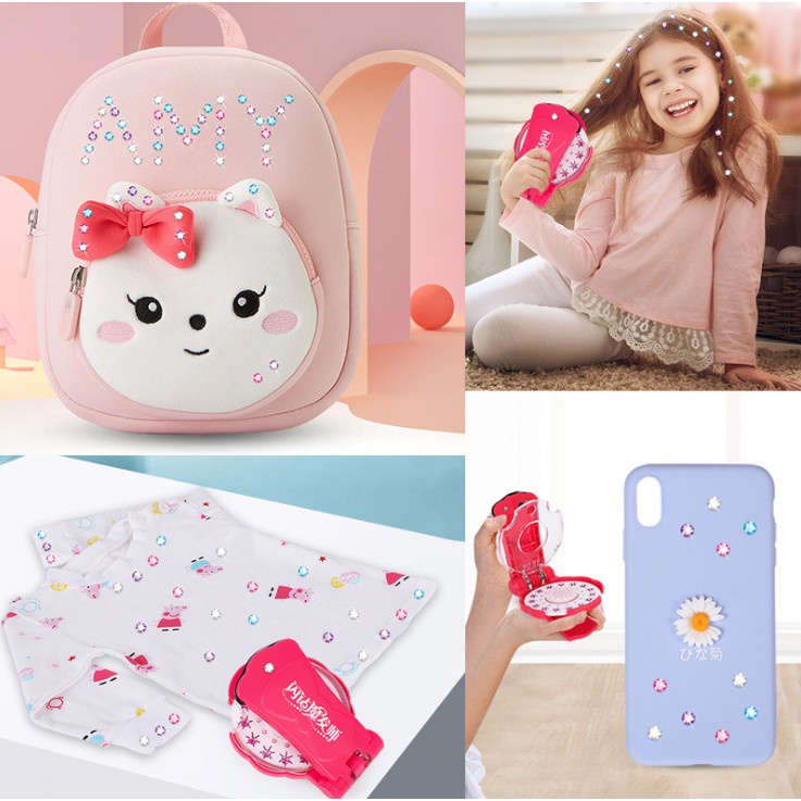 Bộ 180 Miếng Dán Đính Đá Đồ Chơi Trang Trí Tóc Cho Bé Gái DIY