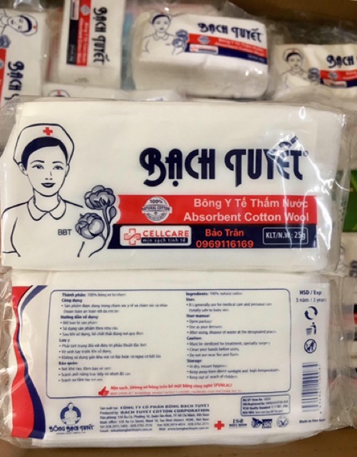 Bông gòn y tế Bông Bạch Tuyết 25gr sơ cứu vết thương