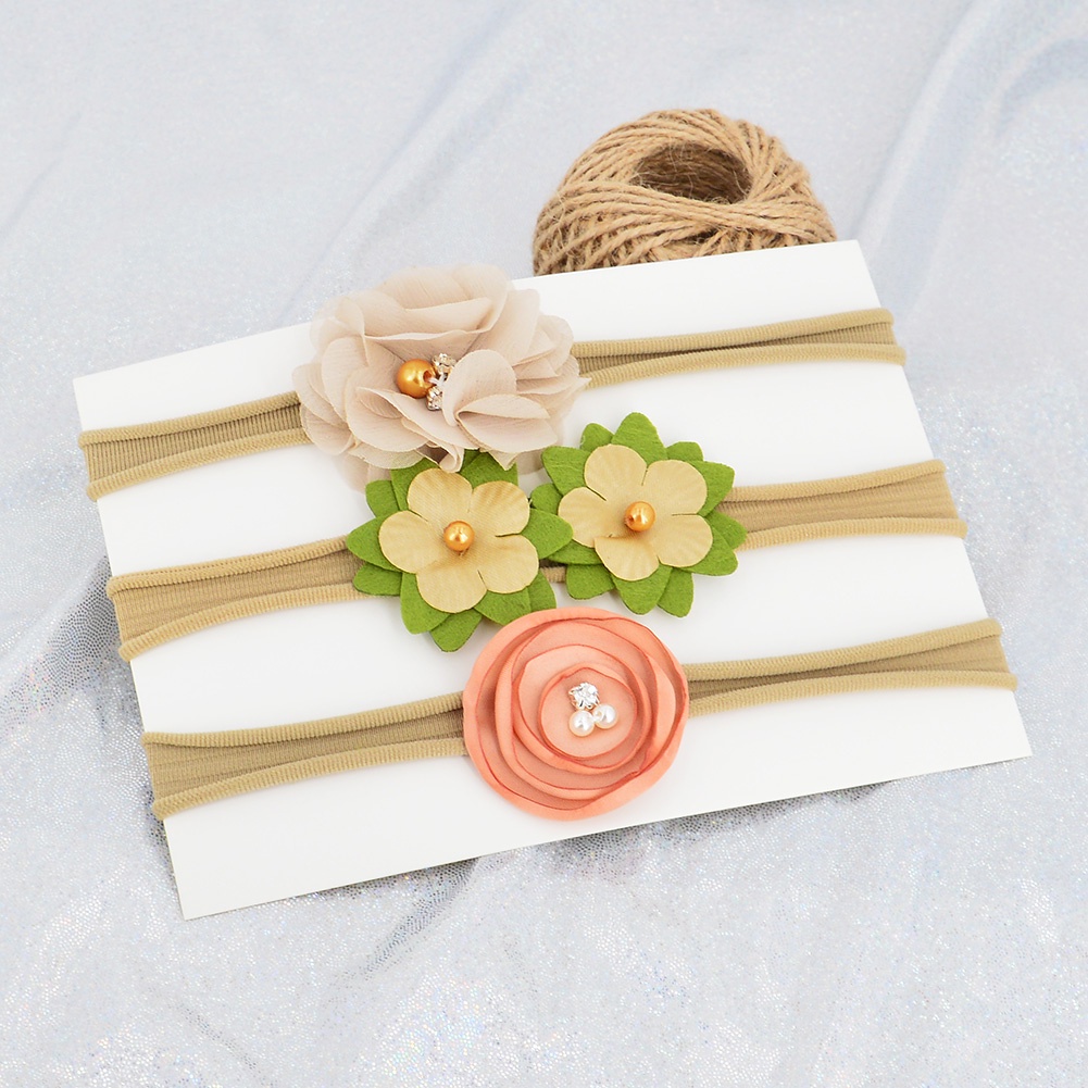 Set 3 Băng Đô Đính Hoa Ngọc Trai Dễ Thương Dành Cho Các Bé