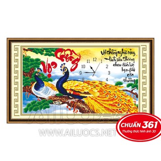 Tranh thêu chữ thập đồng hồ vợ chồng 56715