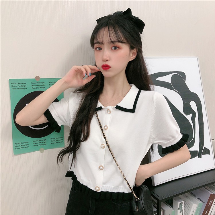 Áo kiểu dáng croptop phối cúc chun eo nữ tính, Áo cardigan len tăm mỏng nhẹ phong cách Ulzzang C23 - Lana | BigBuy360 - bigbuy360.vn