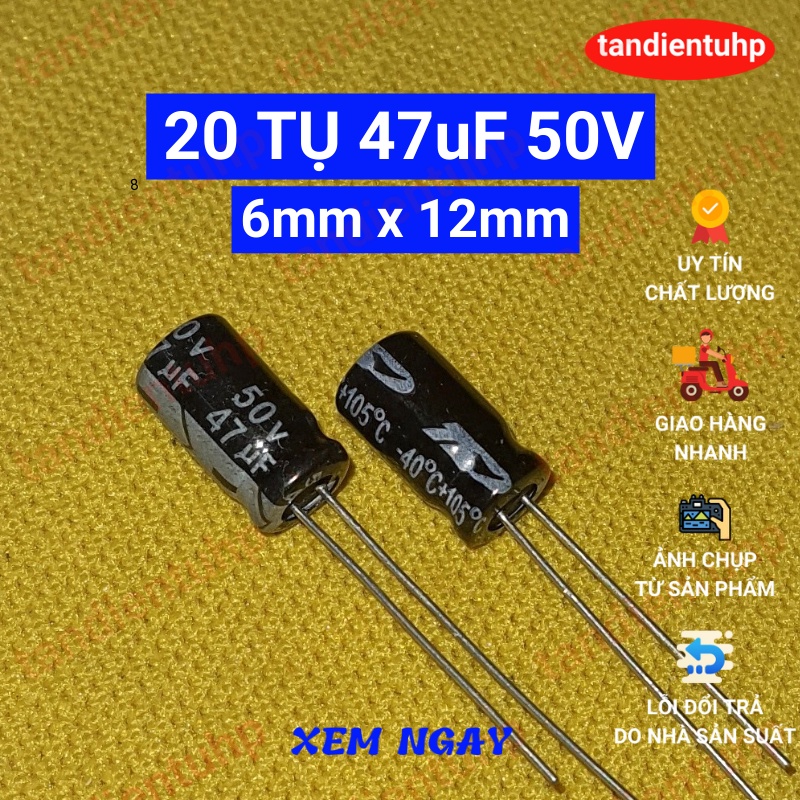 20 tụ hóa - Tụ phân cực các trị số 1uF50V, 2.2uF, 3.3uF, 4.7uF, 10uF, 22uF, 33uF, 47uF điện áp 50V hàng mới