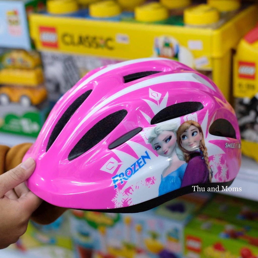 Mũ bảo hiểm Xe đạp Protec siêu nhẹ hình Frozen hồng dành cho trẻ em - mũ bảo hiểm cho bé