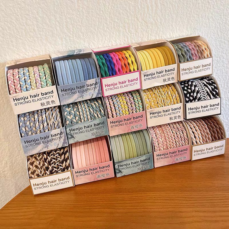 Dây buộc tóc, Set 8-10 chun buộc tóc nhiều màu sắc cực xinh cho nữ