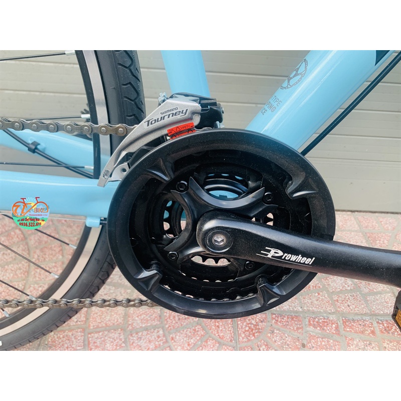 Xe Alcott RTC555 Nhôm Touring 700C, đề Shimano Tourney 3x8  - Màu Xanh chữ đen