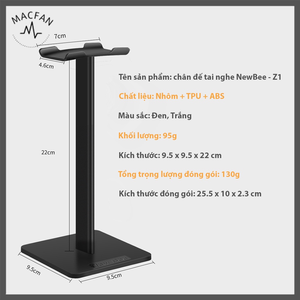 Giá Đỡ Cao Cấp NewBee Z1 Cho Tai Nghe/Headphone - Chất Liệu Hợp Kim Nhôm - Đệm Silicone Chống Trầy Xước - Chống Trượt