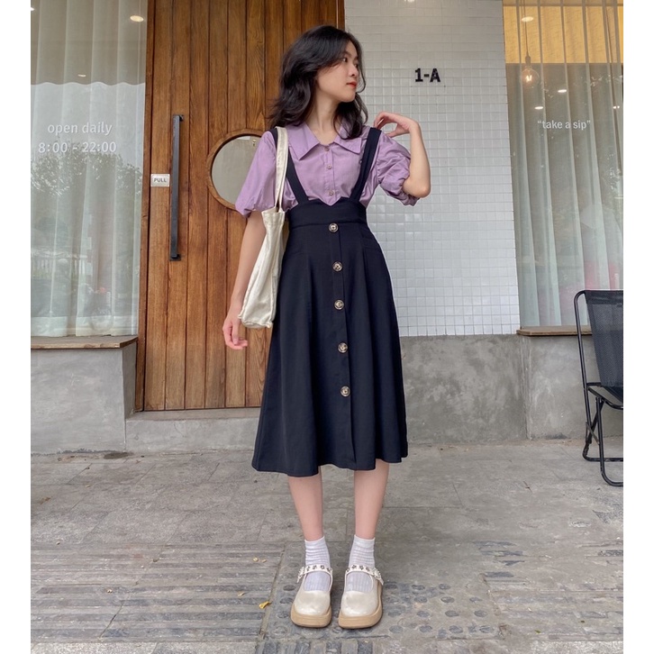 Chân váy YẾM 2-in-1 form xoè nhẹ cúc dọc 🛵