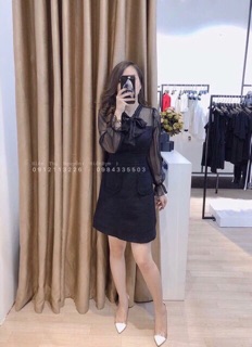 [Xả hàng] Váy dạ nơ pha voan lụa