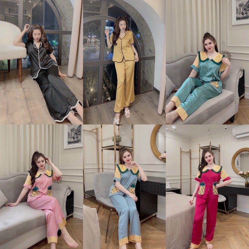 pijama nữ tiểu thư tay ngắn quần dài | BigBuy360 - bigbuy360.vn