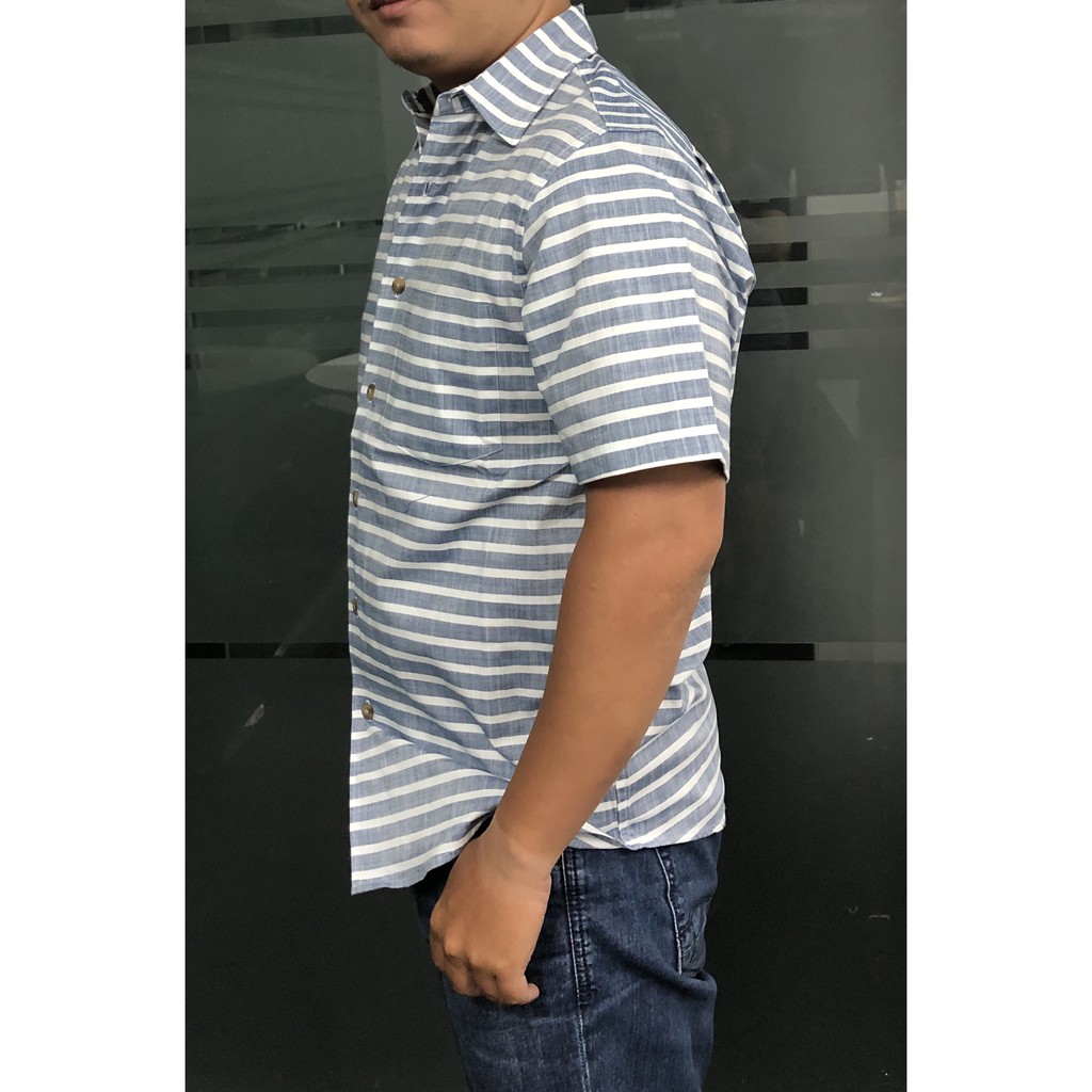 Áo sơ mi nam ngắn tay  SỌC NGANG XÁM - TRẮNG hàng Việt nam gia công xuất khẩu | BigBuy360 - bigbuy360.vn