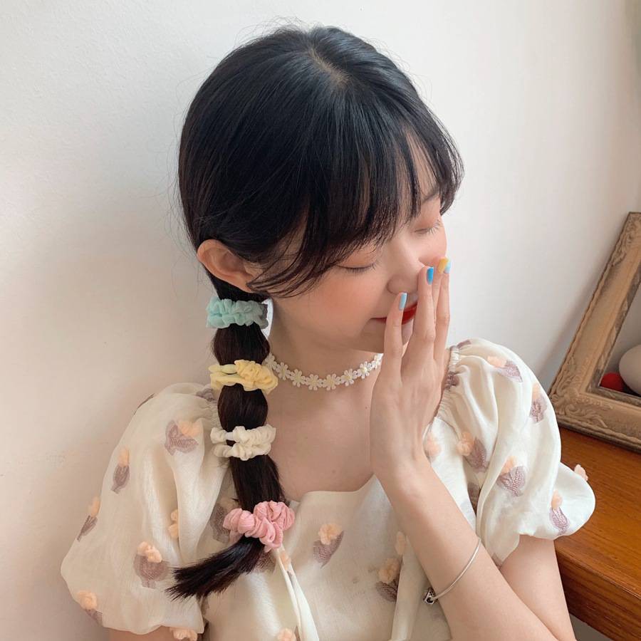 Dây buộc tóc màu trơn dễ thương dành cho nữ