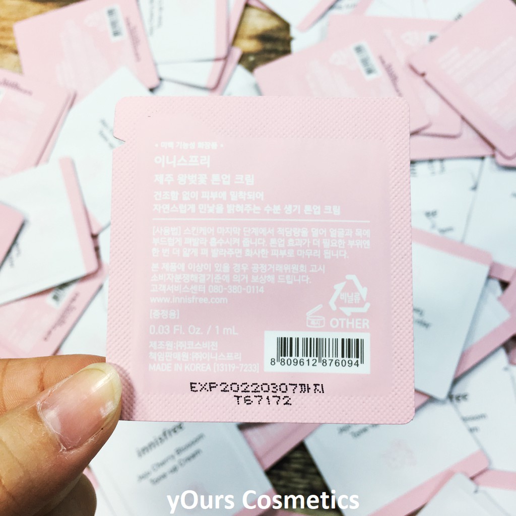 [Auth Hàn] Combo Mẫu Thử Kem Dưỡng Trắng Da Hoa Anh Đào Innisfree Cherry Blossom Tone Up Cream - Mẫu thử kem dưỡng trắng