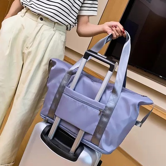 Túi xách du lịch nữ đa năng 2 tầng, túi du lịch nam cỡ lớn đựng quần áo gấp gọn đồ mỹ phẩm có ngăn để giàycaaoc cấp GG02