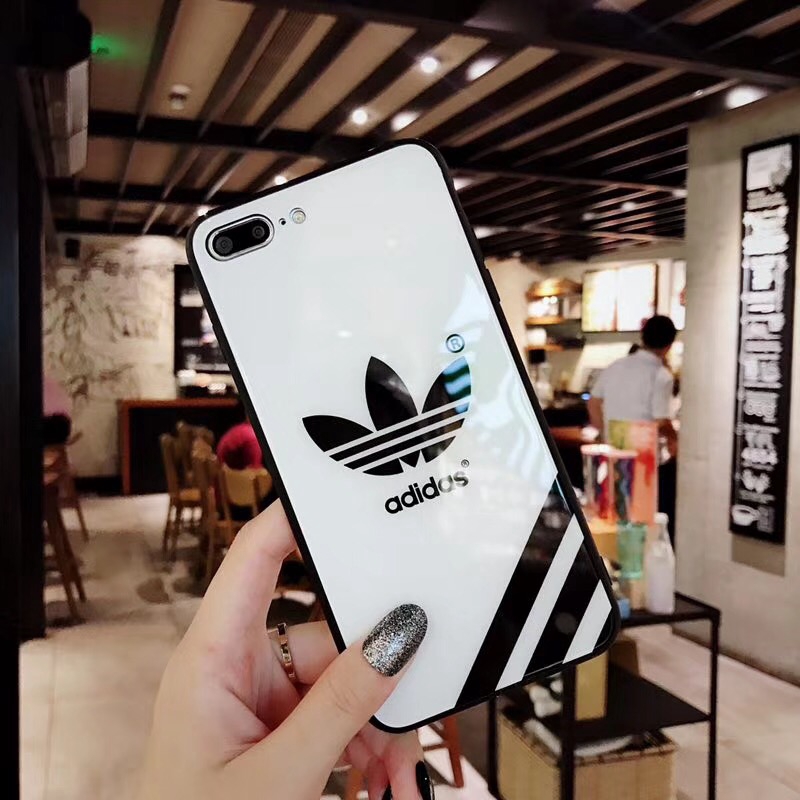 Ốp điện thoại kính cường lực viền TPU in logo Adidas có dây đeo cho Vivo Y81 Y81i Y71 Y93s V7 Plus V9 Y85 V5 V5s Y67