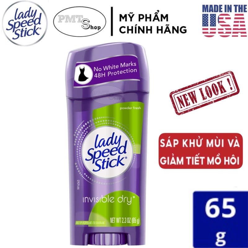 Lăn sáp khử mùi nữ Lady Speed Stick 65g Powder Fresh , Shower Fresh , Wild Freesia , Zero Purely Fresh , Simply Clean