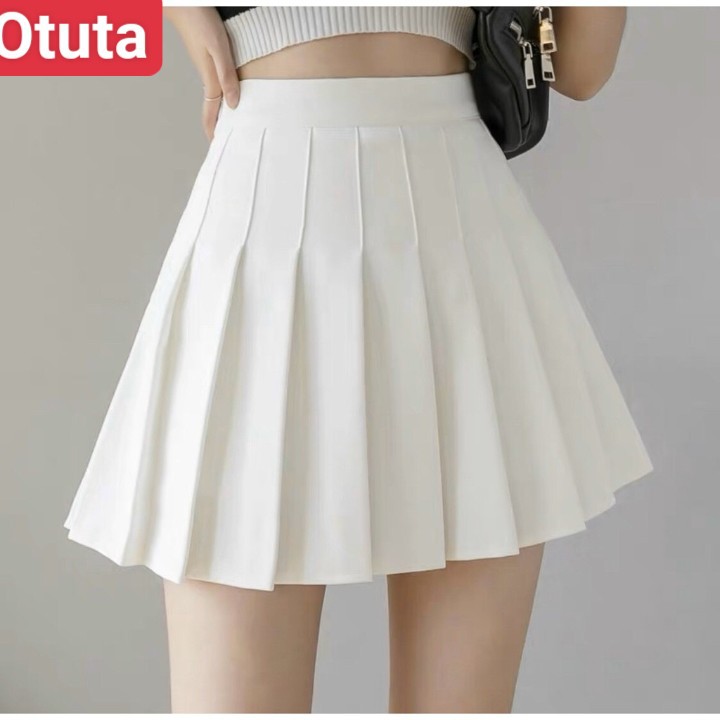 Chân Váy Chữ A Xếp Ly Lưng Cao Phong Cách Hàn Quốc -OTUTA