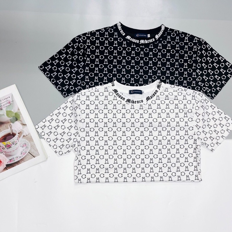 Áo thun cổ tròn Mikenco Monogram chất cotton xịn đẹp, Áo thun Mikenko nam nữ hoạ tiết 5D hot 2022