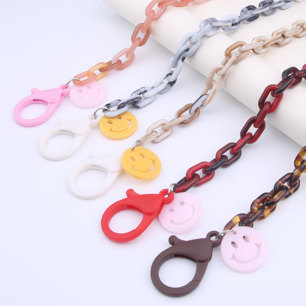 Dây Đeo Mắt Kính Bằng Acrylic Chống Trượt Chống Mất Hình Mặt Cười Dễ Thương Có Thể Điều Chỉnh