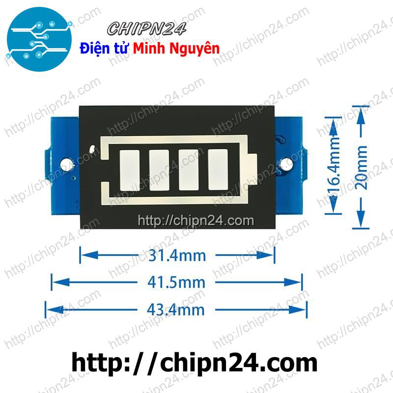 [1 pcs] Mạch hiển thị mức năng lượng pin 3S 11.1V-12.6V Led Xanh dương