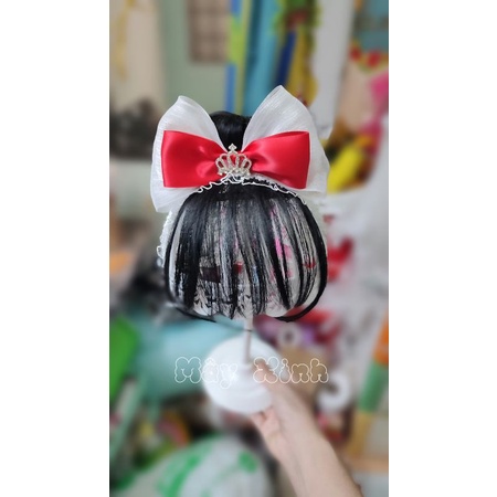 Băng đô tóc giả nơ voan kèm vương miệng cho bé