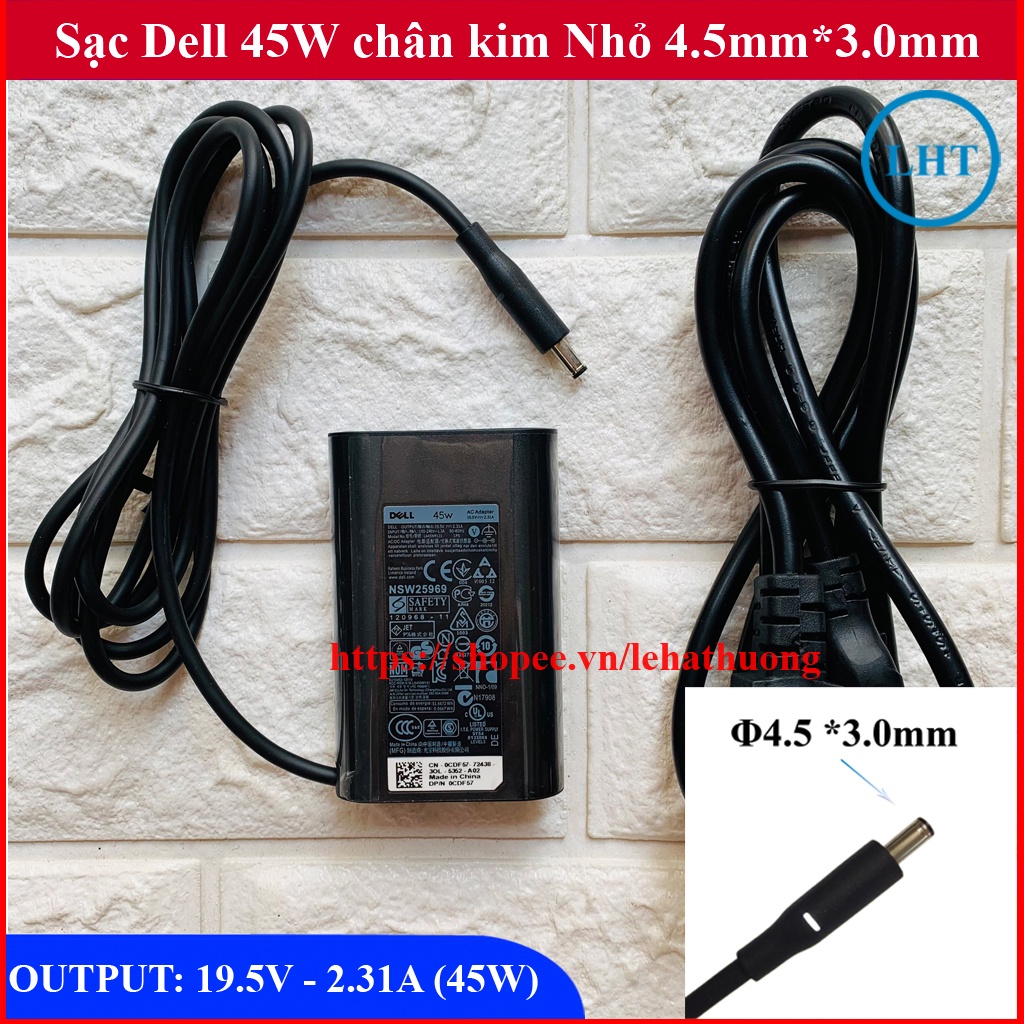 Sạc Laptop Dell Oval 45W - 19.5V -  2.31A  chân kim nhỏ - XPS 13 (Dell Ovan 45w) bảo hành 12 tháng
