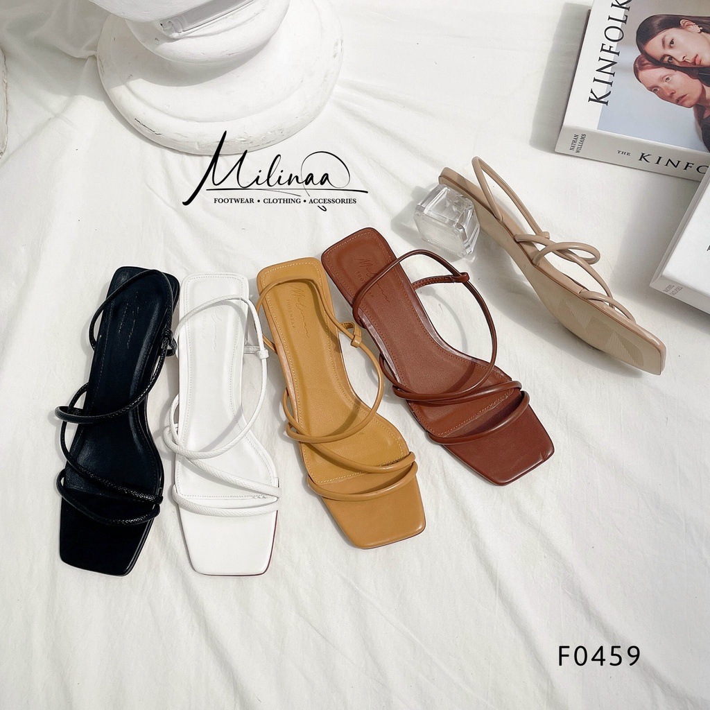 GIÀY SANDAL NỮ GÓT TRONG 4P QUAI CHỮ Z MÃNH F0459