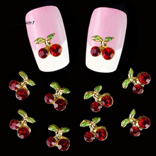 10 Họa tiết hình trái cherry 3D đính đá lấp lánh dùng trang trí móng đẹp mắt