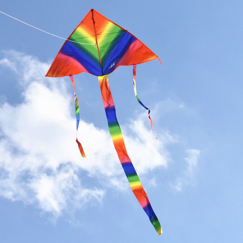 Diều trẻ em dễ bay và thả + dòng Rainbow Triangle Kite cho người mới bắt đầu Giao hàng miễn phí