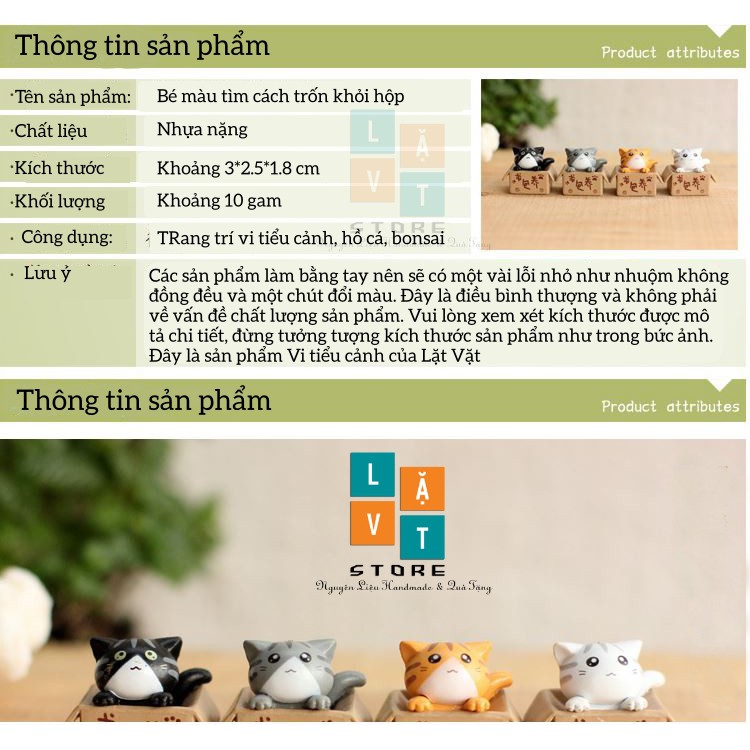 Bộ mô hình Mèo Con Nũng Nịu trốn tìm - Dùng Để Trang Trí Vi Tiểu Cảnh - Đơn Giản Chân Thật Giá Rẻ Bất Ngờ