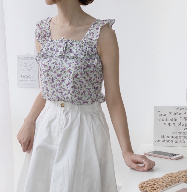 [Mã WASKT304 giảm 15% tối đa 30K đơn 99K] Áo dây bèo vai- baby flora top | BigBuy360 - bigbuy360.vn