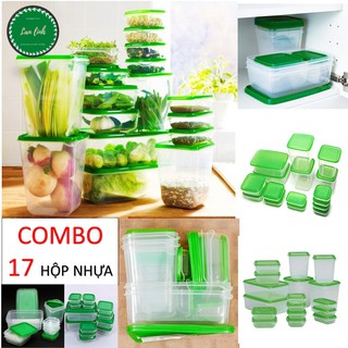SET 17 HỘP ĐỰNG THỨC ĂN BỎ TỦ LẠNH CÓ NẮP ĐẬY KÍN AN TOÀN